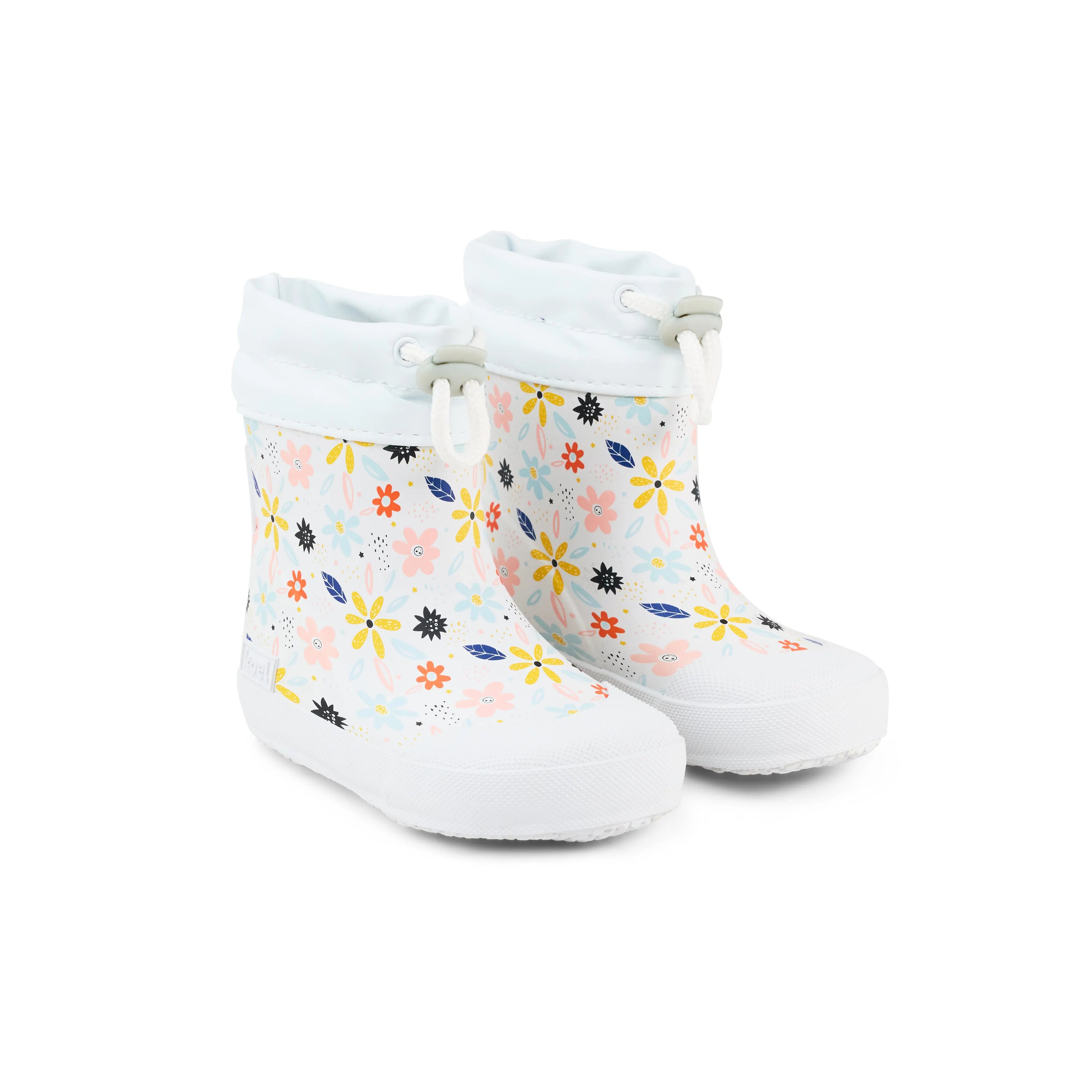 Koel Wibi Flowers White - botas de agua respetuosas de primeros pasos blancas con flores  Cacles Barefoot