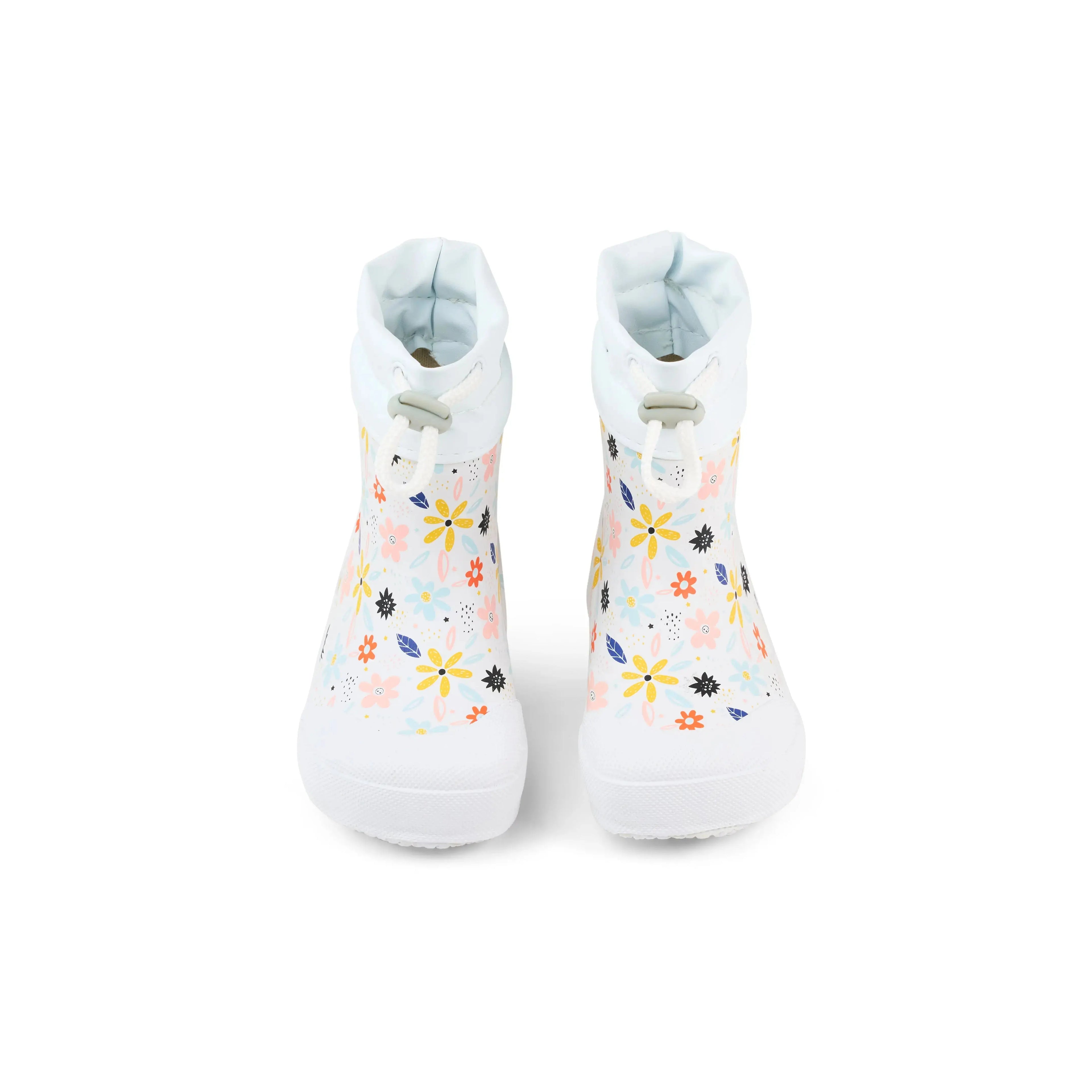Koel Wibi Flowers White - bottes de pluie barefoot pour premiers pas blanches à fleurs  Cacles Barefoot