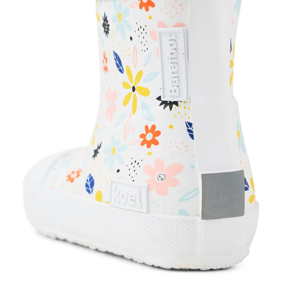 Koel Wibi Flowers White - botas de agua respetuosas de primeros pasos blancas con flores  Cacles Barefoot