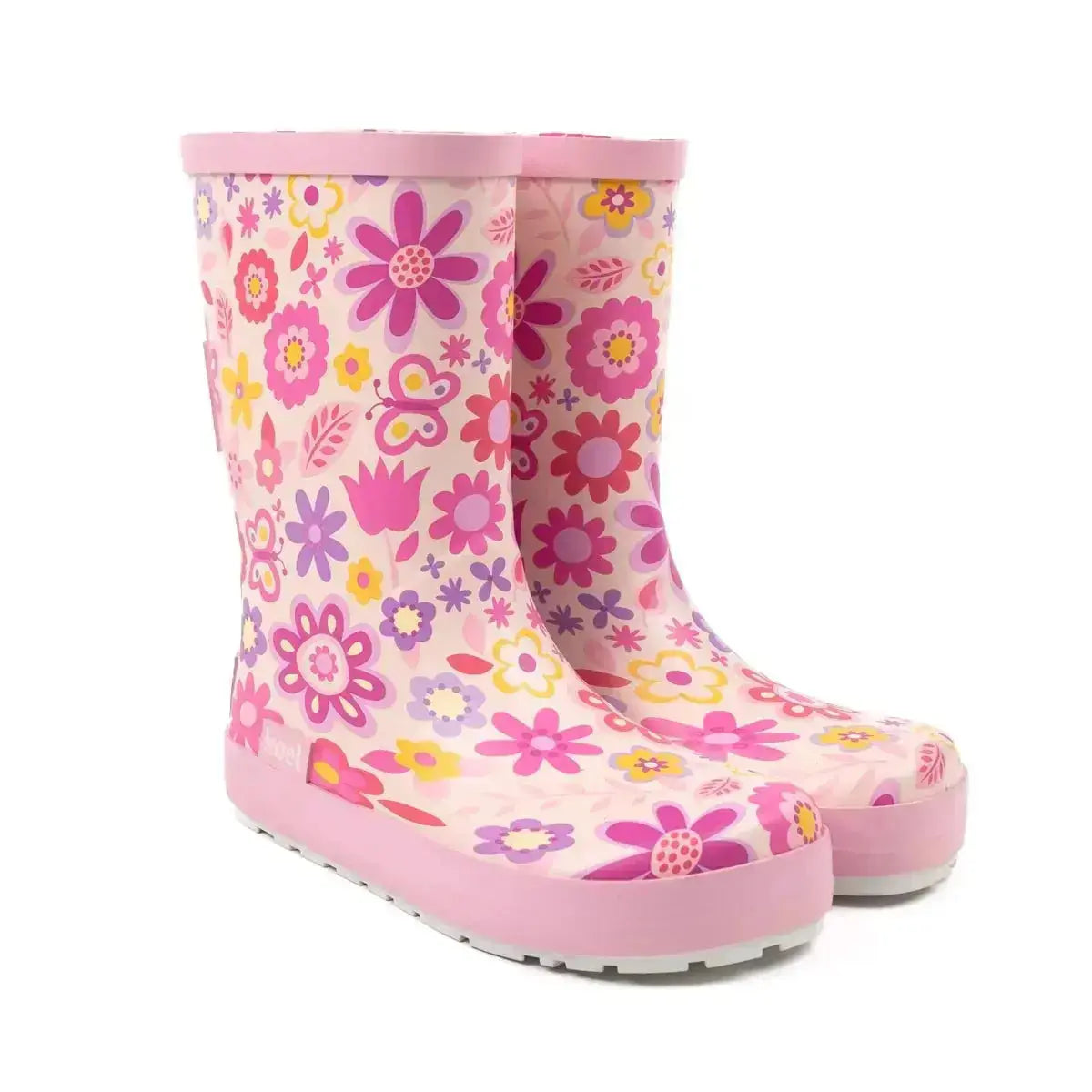 Koel4kids - Wellie Fuchsia Flowers - botas de agua barefoot infantiles