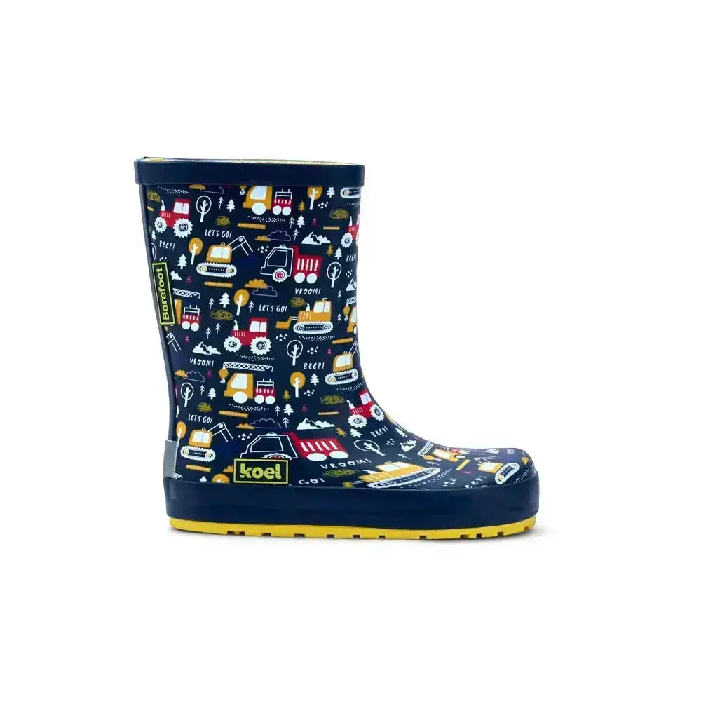 Koel4kids - Wellie Tractor Blue - botas de agua barefoot infantiles