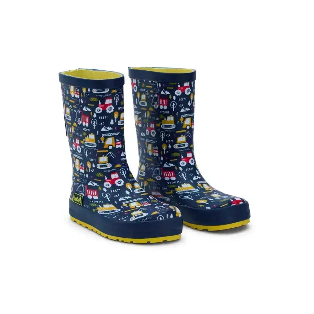 Koel4kids - Wellie Tractor Blue - botas de agua barefoot infantiles