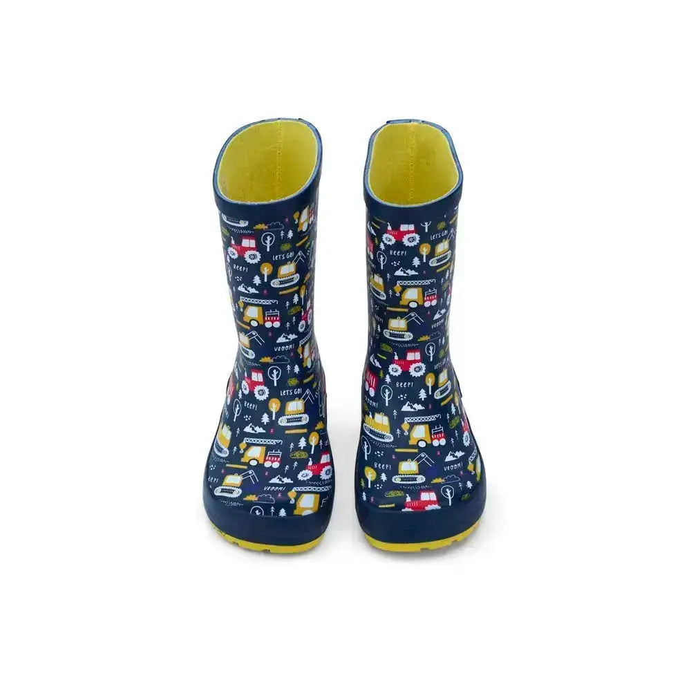 Koel4kids - Wellie Tractor Blue - botas de agua barefoot infantiles