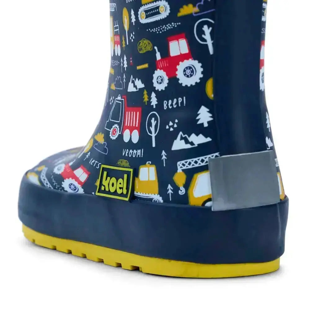 Koel4kids - Wellie Tractor Blue - botas de agua barefoot infantiles