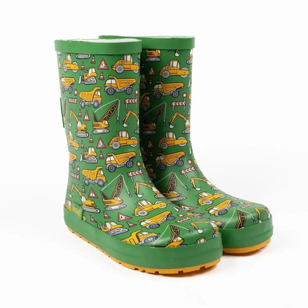 Koel4kids - Wellie Tractor Green - botas de agua barefoot infantiles