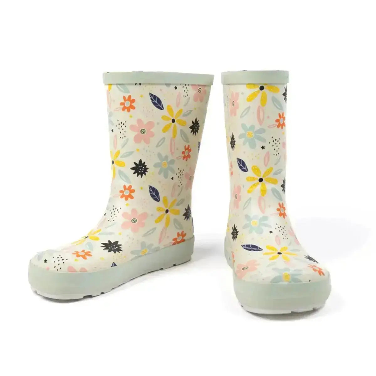 Koel4kids - Wellie White Flowers - bottes de pluie barefoot