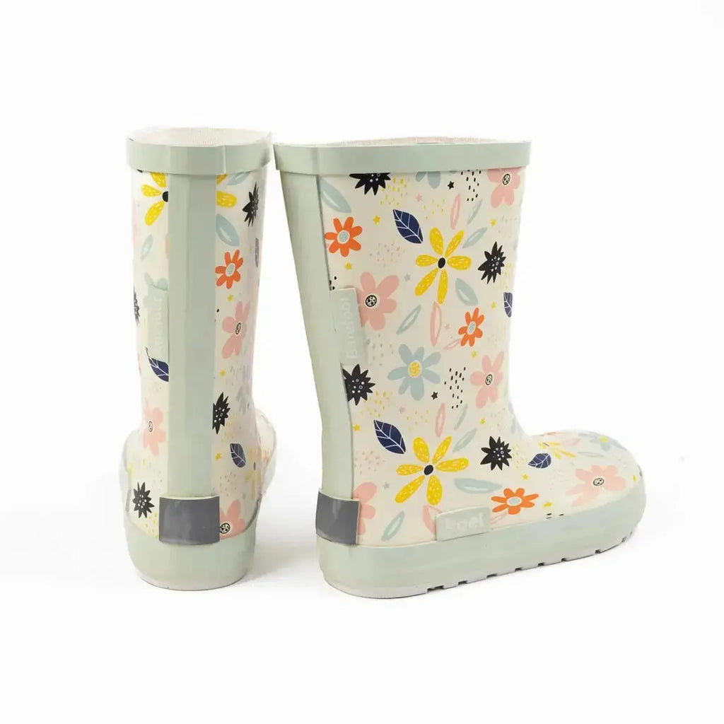 Koel4kids - Wellie White Flowers - botas de agua barefoot infantiles