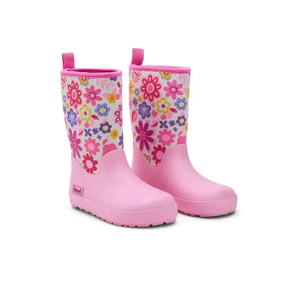 Koel4kids - Bottes de pluie barefoot en néoprène '25 Fuchsia Flowers avec néoprène