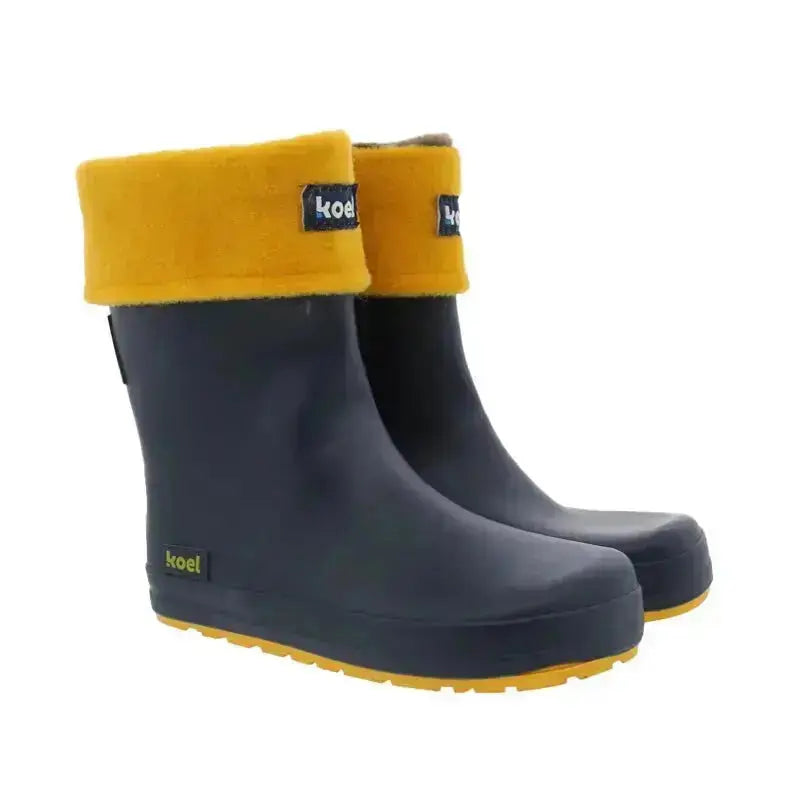 Koel4kids - Wellie + Bare Sock Navy - botas de agua barefoot infantiles con calcetines de lana