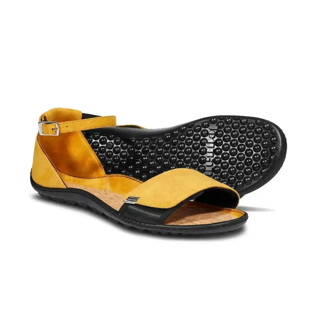 Leguano Jara Gelb - Sandalias barefoot elegantes amarillas para mujer