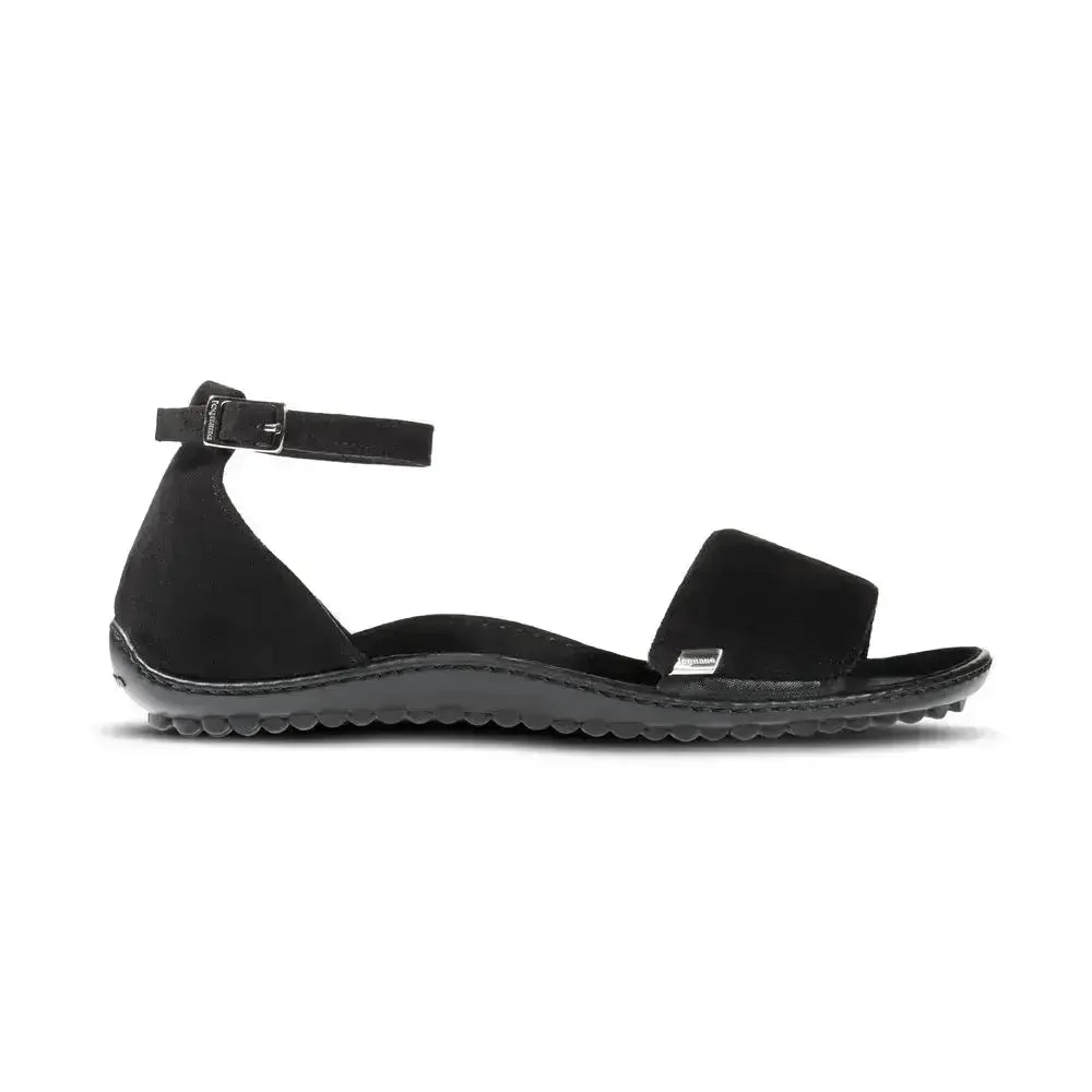 Leguano Jara Schwarz - Sandalias barefoot elegantes negras para mujer