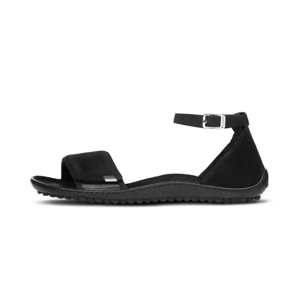 Leguano Jara Schwarz - Sandalias barefoot elegantes negras para mujer