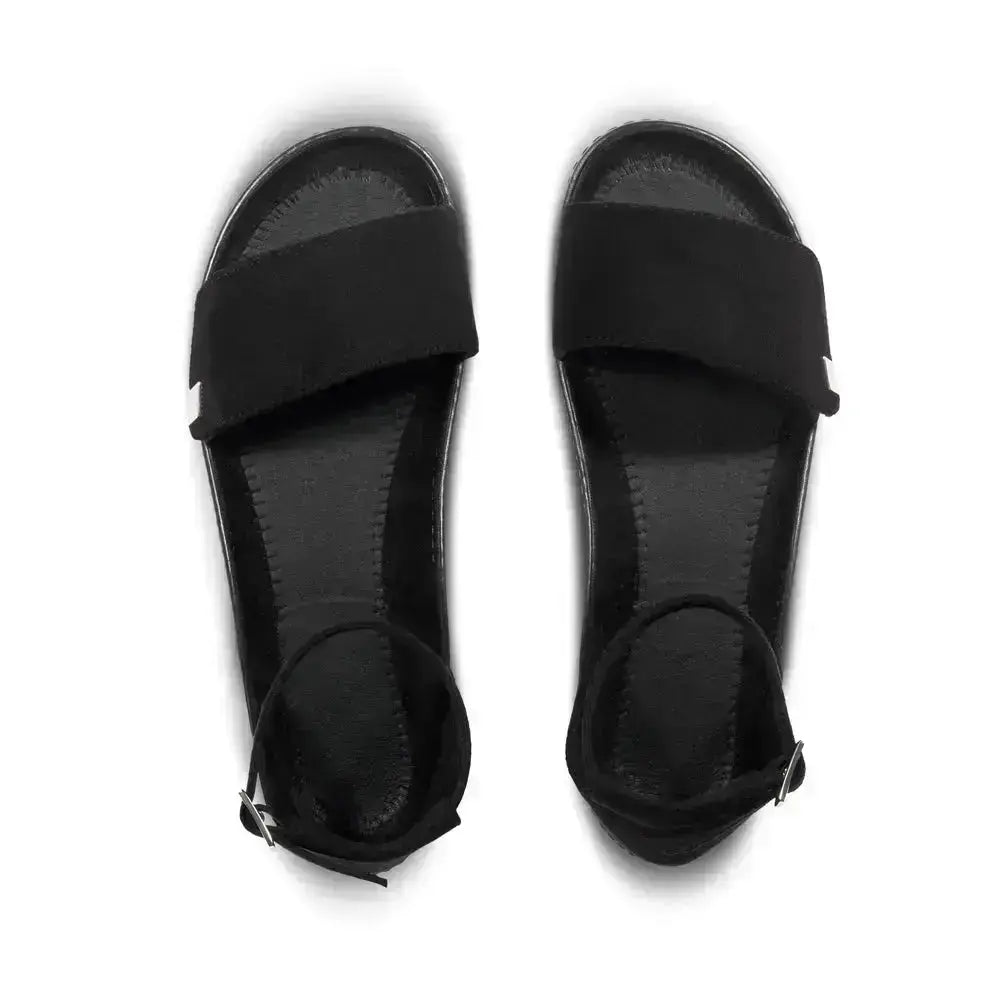 Leguano Jara Schwarz - Sandalias barefoot elegantes negras para mujer