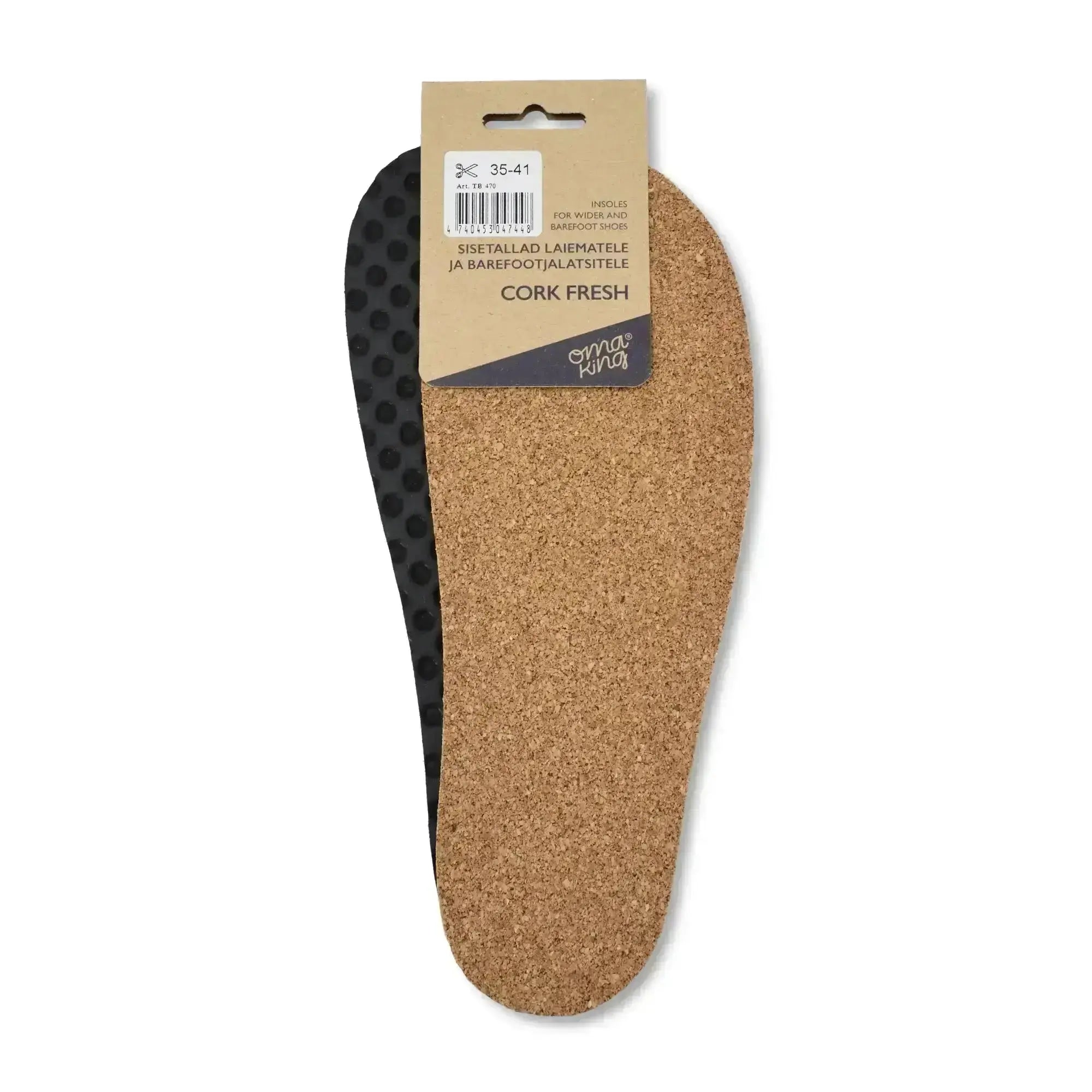 OmaKing Cork Fresh - Plantillas barefoot recortables de corcho y carbón activo 3 mm