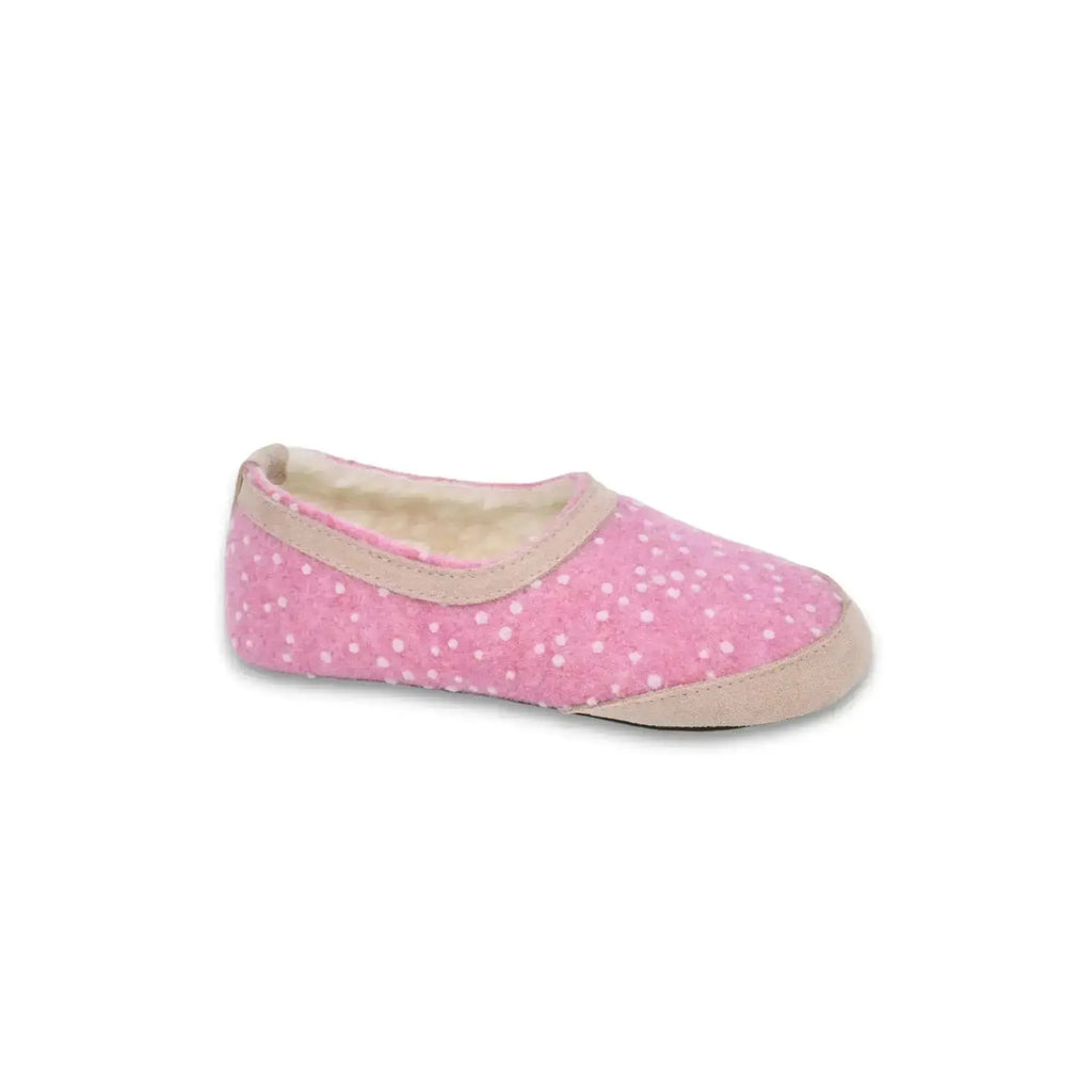 OmaKing - Mini-Suus Rose&Dots - chaussons barefoot en feutre et laine