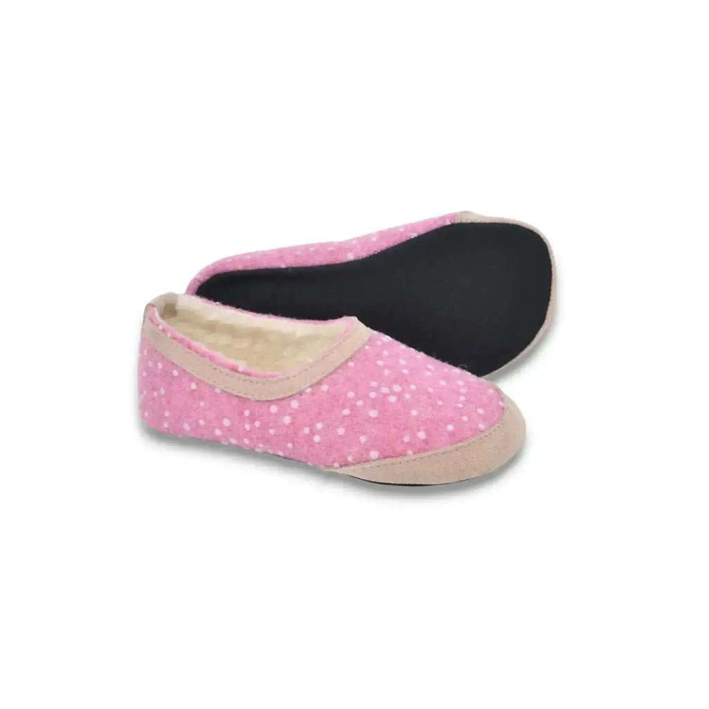OmaKing - Mini-Suus Rose&Dots - chaussons barefoot en feutre et laine