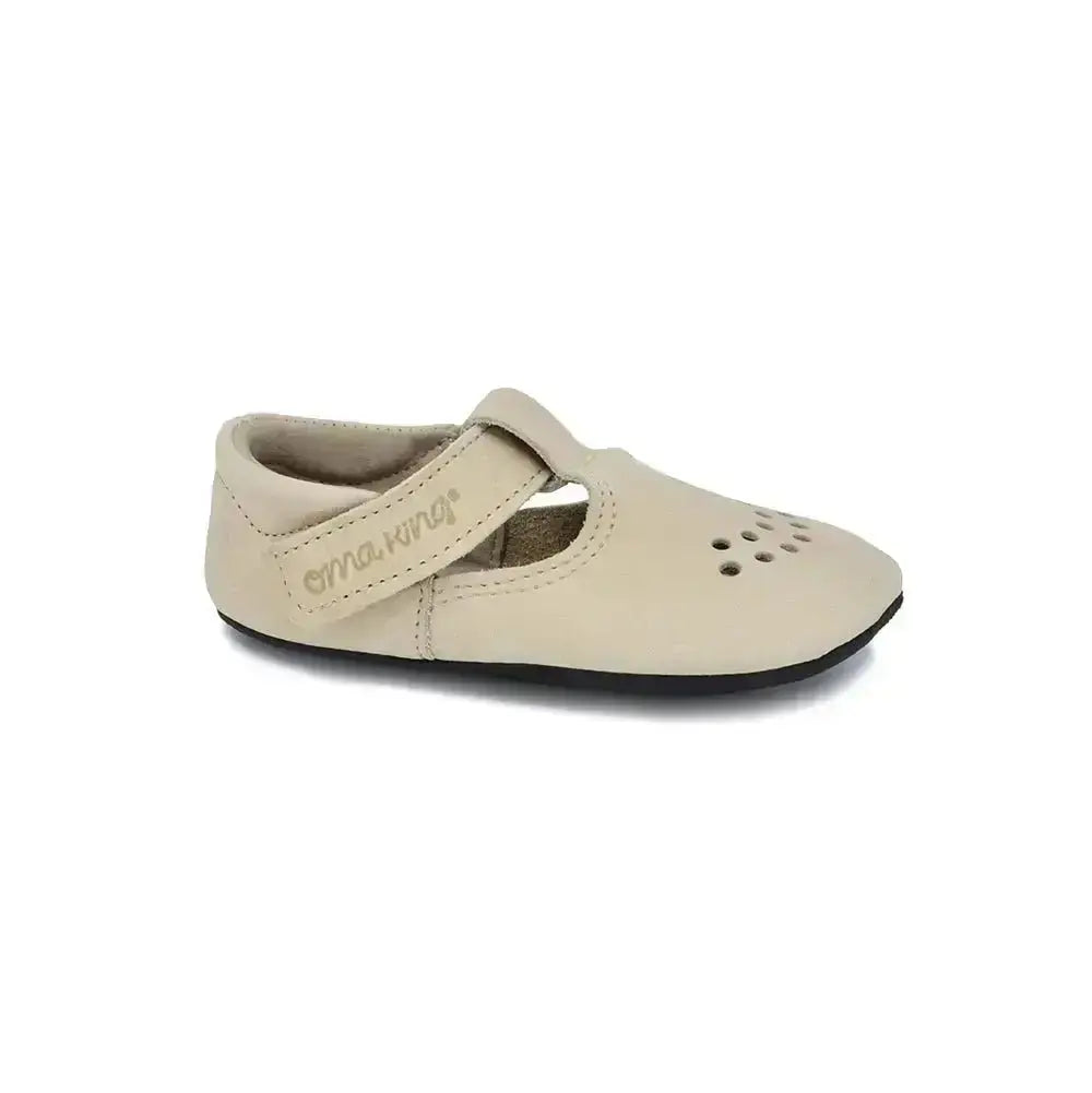 "OmaKing Mutsu Beige - chaussons barefoot premiers pas"
