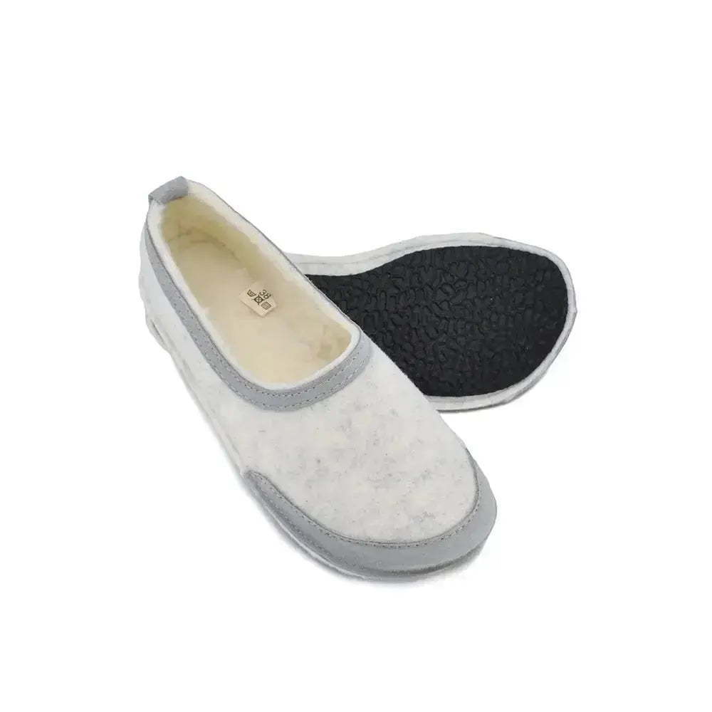 OmaKing - Tuuka White - chaussons barefoot en feutre et laine