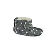 Omaking - Kaku Grey with dots - zapatillas de casa respetuosas infantiles calentitas de lana azules