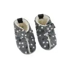 Omaking - Kaku Grey with dots - zapatillas de casa respetuosas infantiles calentitas de lana azules