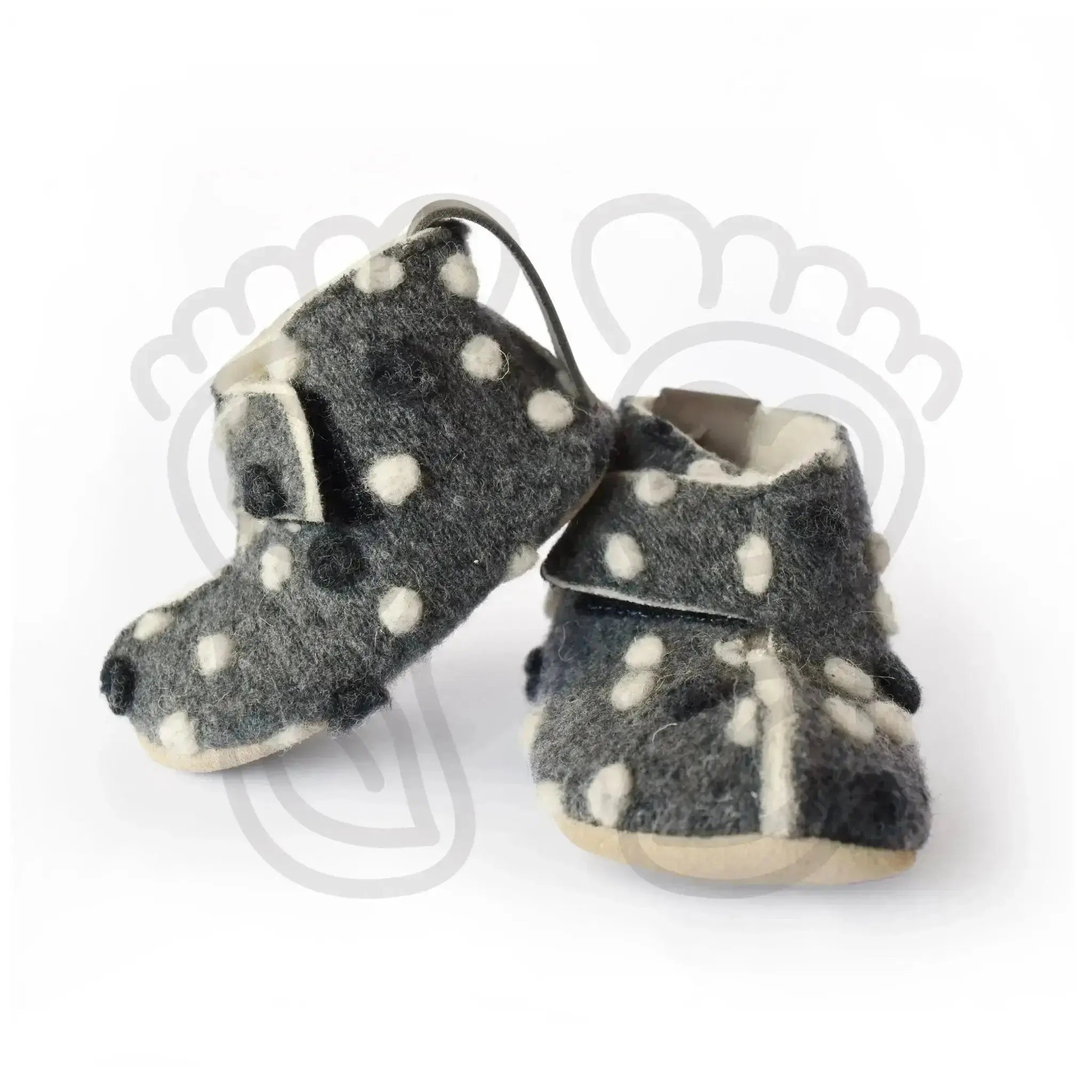 Omaking - Kaku Gris à pois - chaussons barefoot en laine