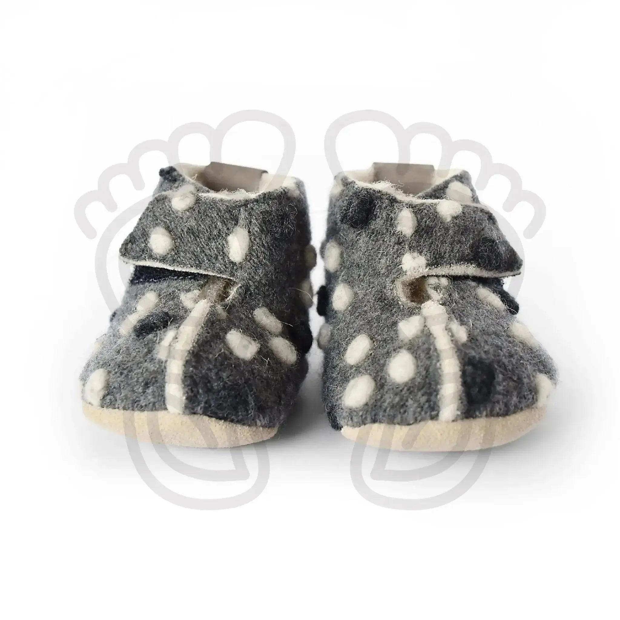 Omaking - Kaku Grey with dots - zapatillas de casa respetuosas infantiles calentitas de lana azules
