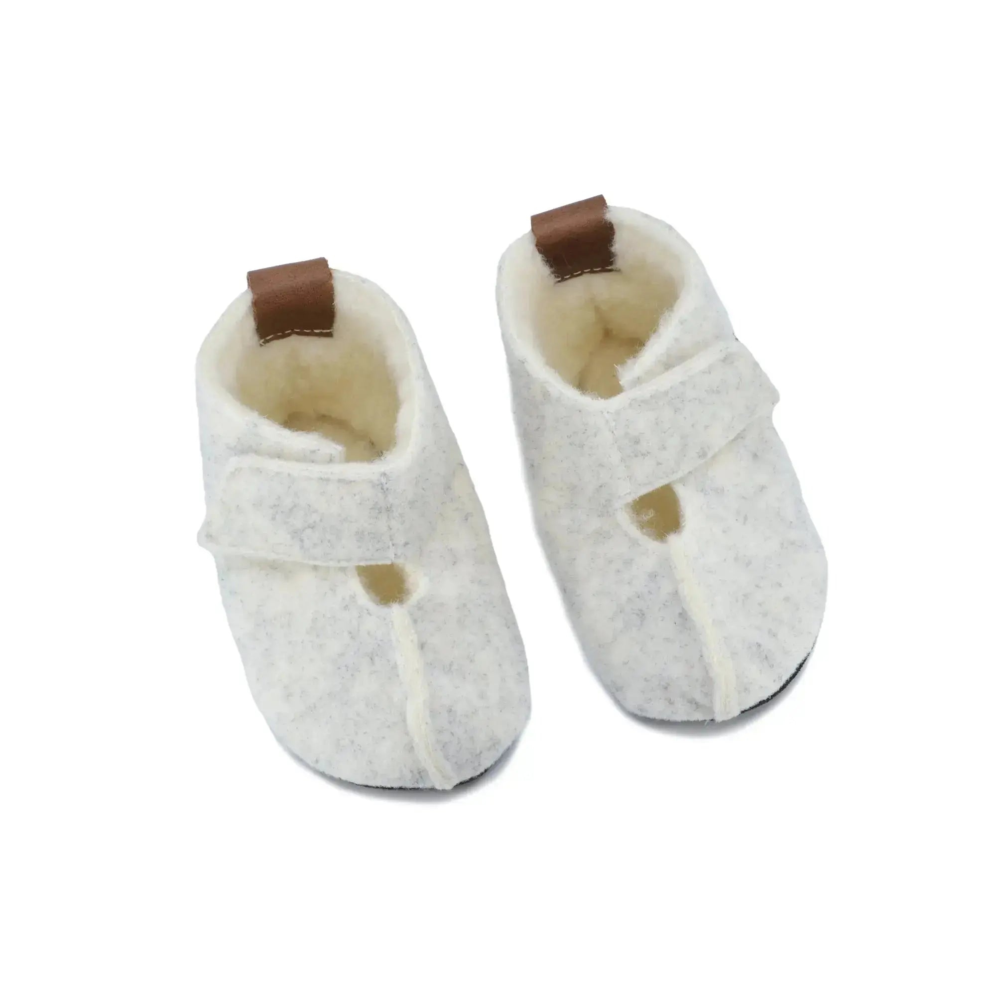 Omaking - Kaku White - zapatillas de casa respetuosas infantiles calentitas de lana blancas