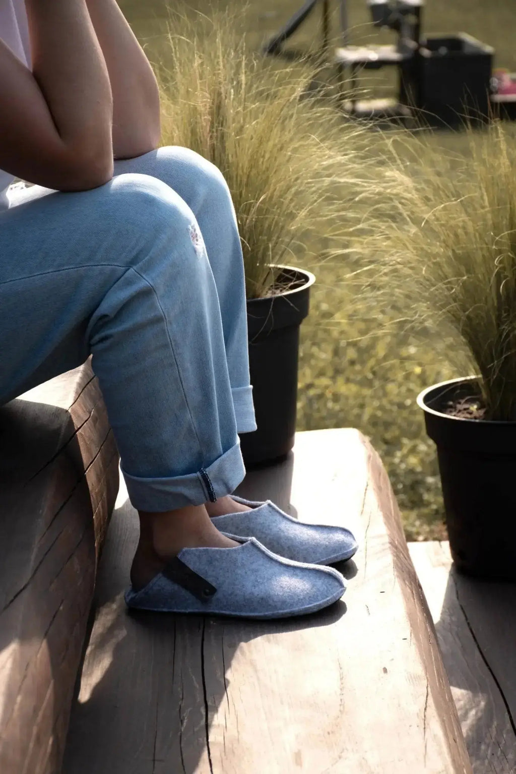 Omaking - Gris Tohkri - babouches d'intérieur barefoot en feutre