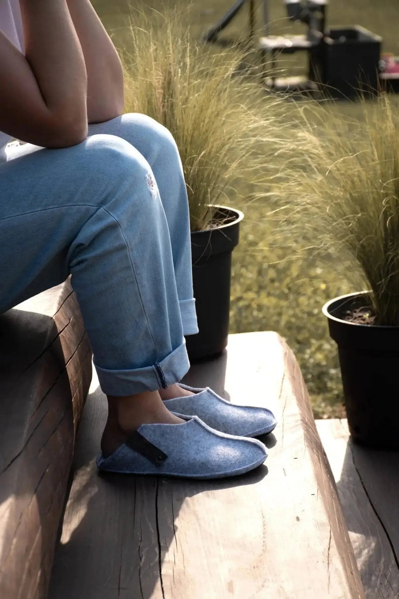 Omaking - Gris Tohkri - babouches d'intérieur barefoot en feutre