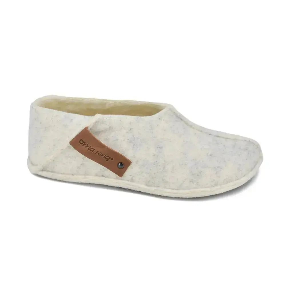 Omaking - Tohkri White - babuchas de casa barefoot fieltro y lana unisex
