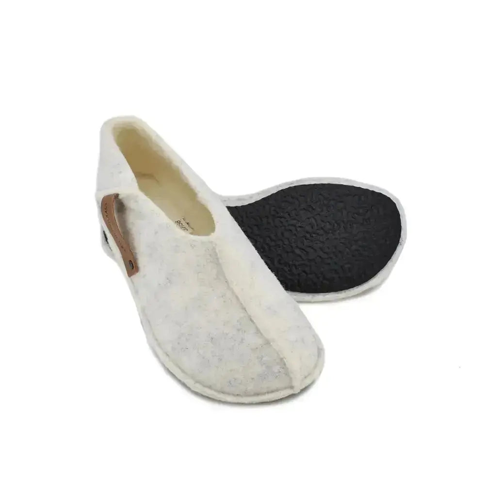 Omaking - Tohkri Blanc - babouches d'intérieur barefoot en feutre et laine
