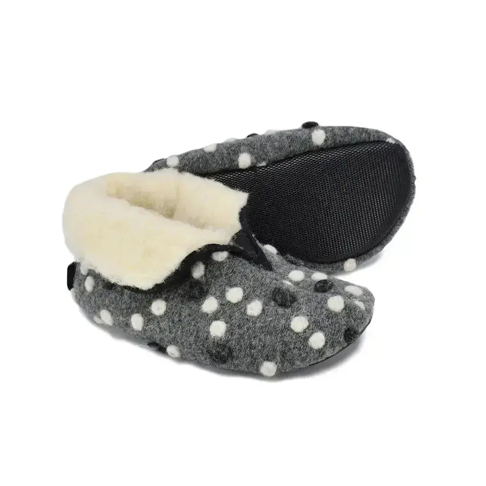 Omaking - Trolla Kids Grey Dots - chaussons barefoot en laine
