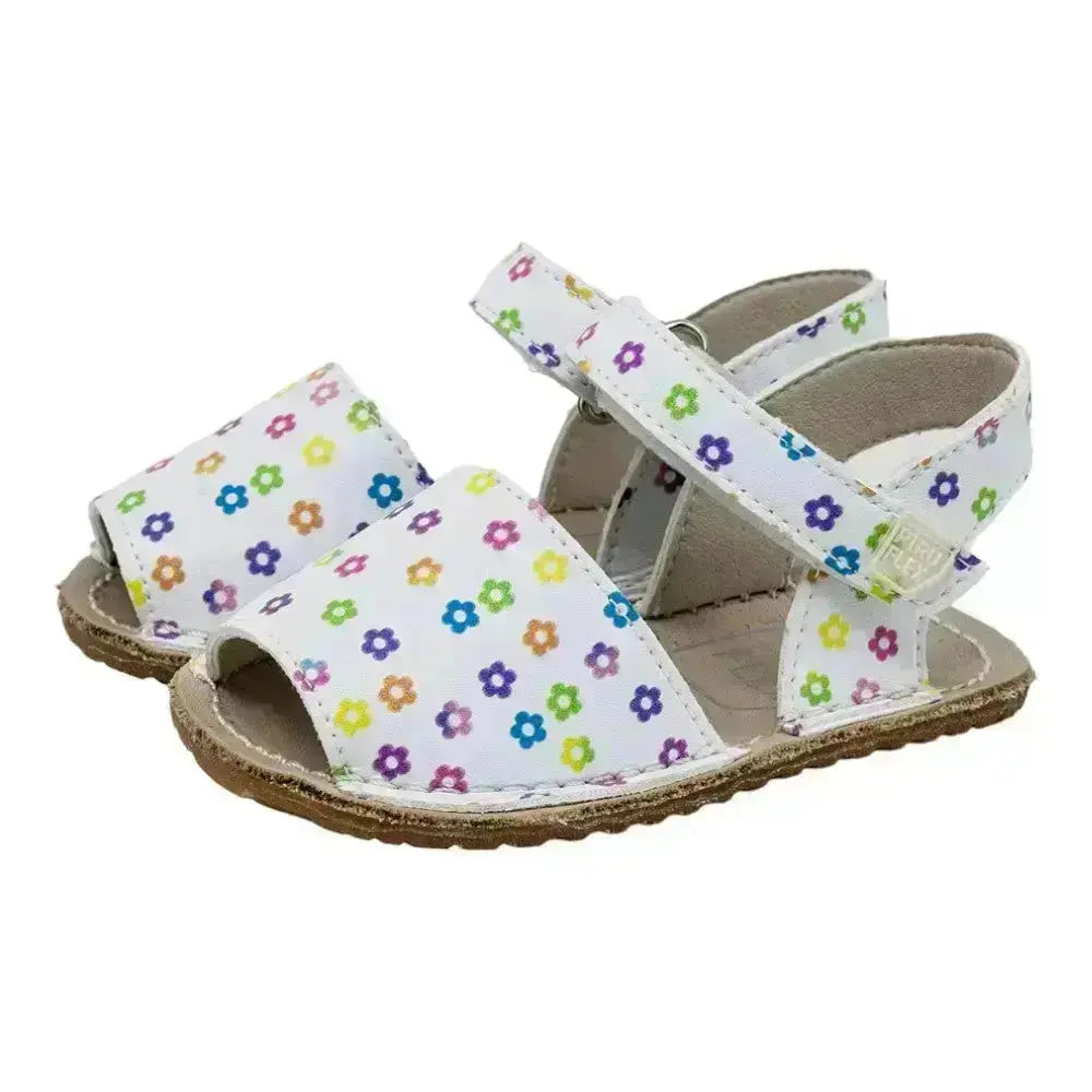 Piruflex - PF327-3 Flores Blanco - Menorquinas barefoot infantiles