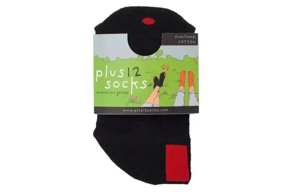 Plus12 - Coton Noir - chaussettes respectueuses courtes