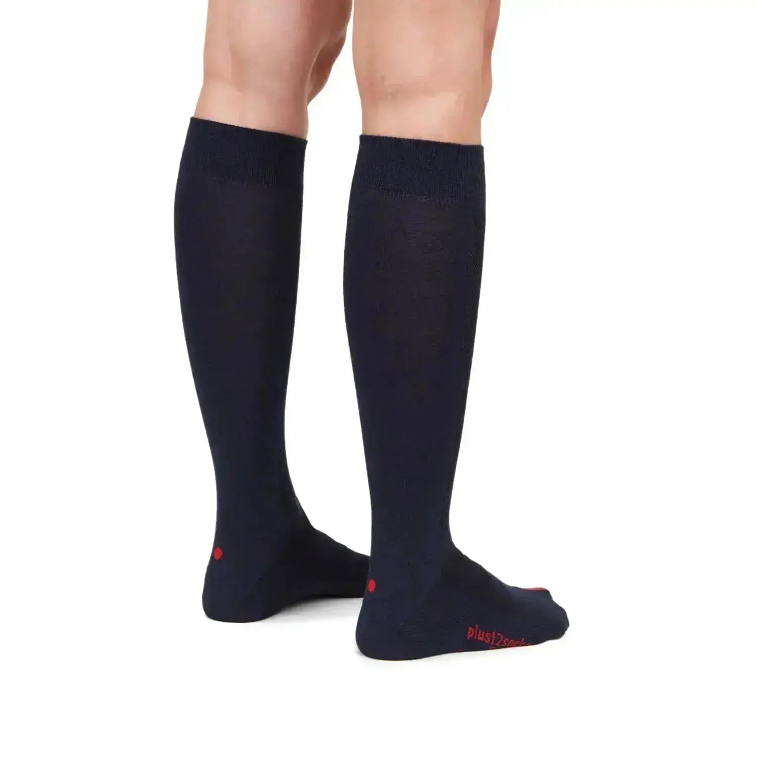 Plus12 - Chaussettes barefoot longues - Laine mérinos - Bleu marine