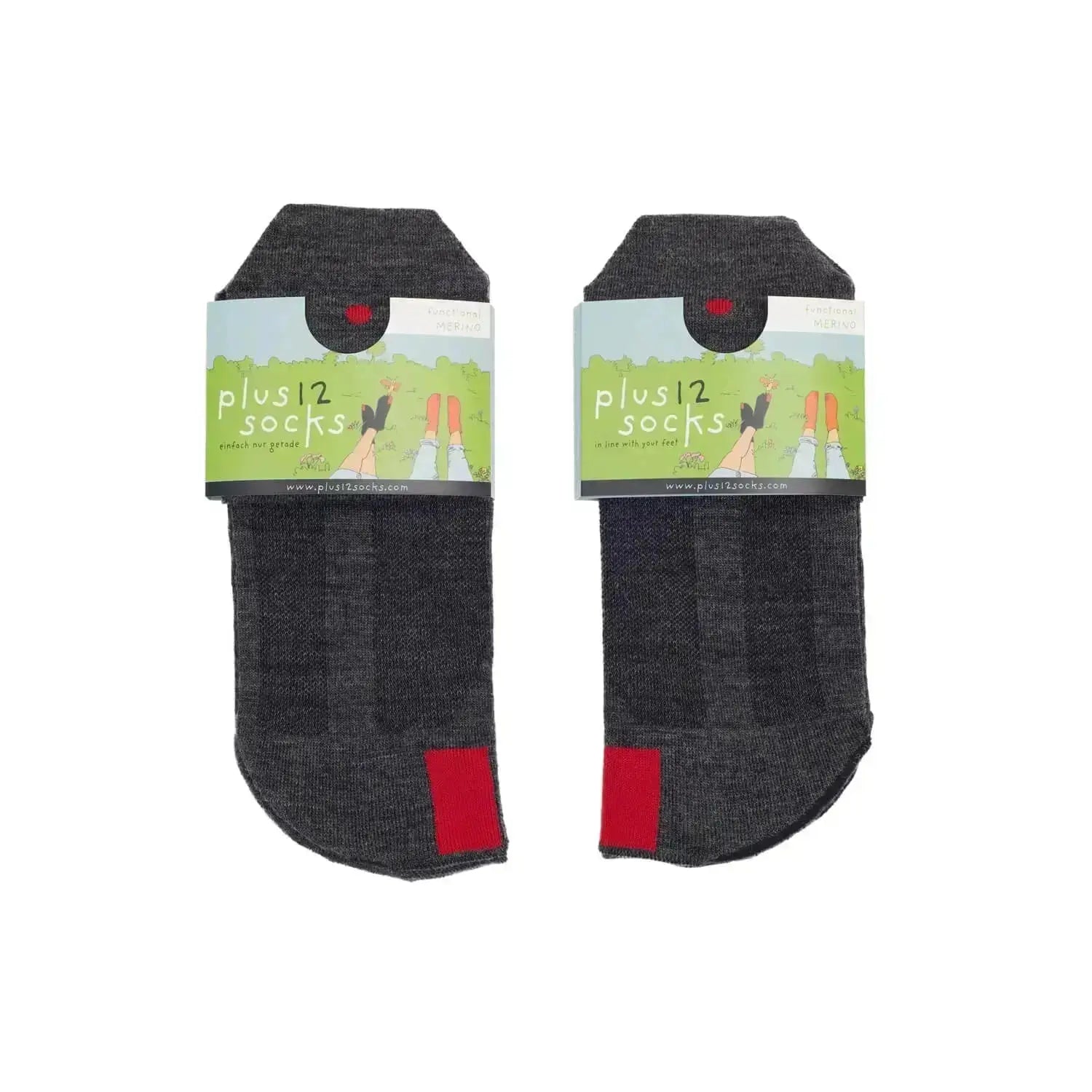 Plus12 - Chaussettes barefoot longues - Laine mérinos - Gris