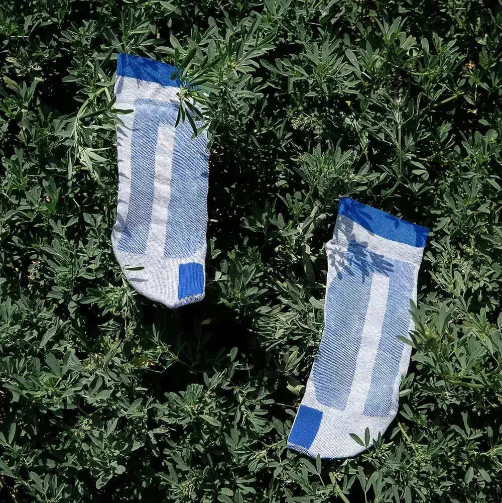 Plus12 - Sneaker Tencel y Lino Azul - Calcetines respetuosos tobilleros