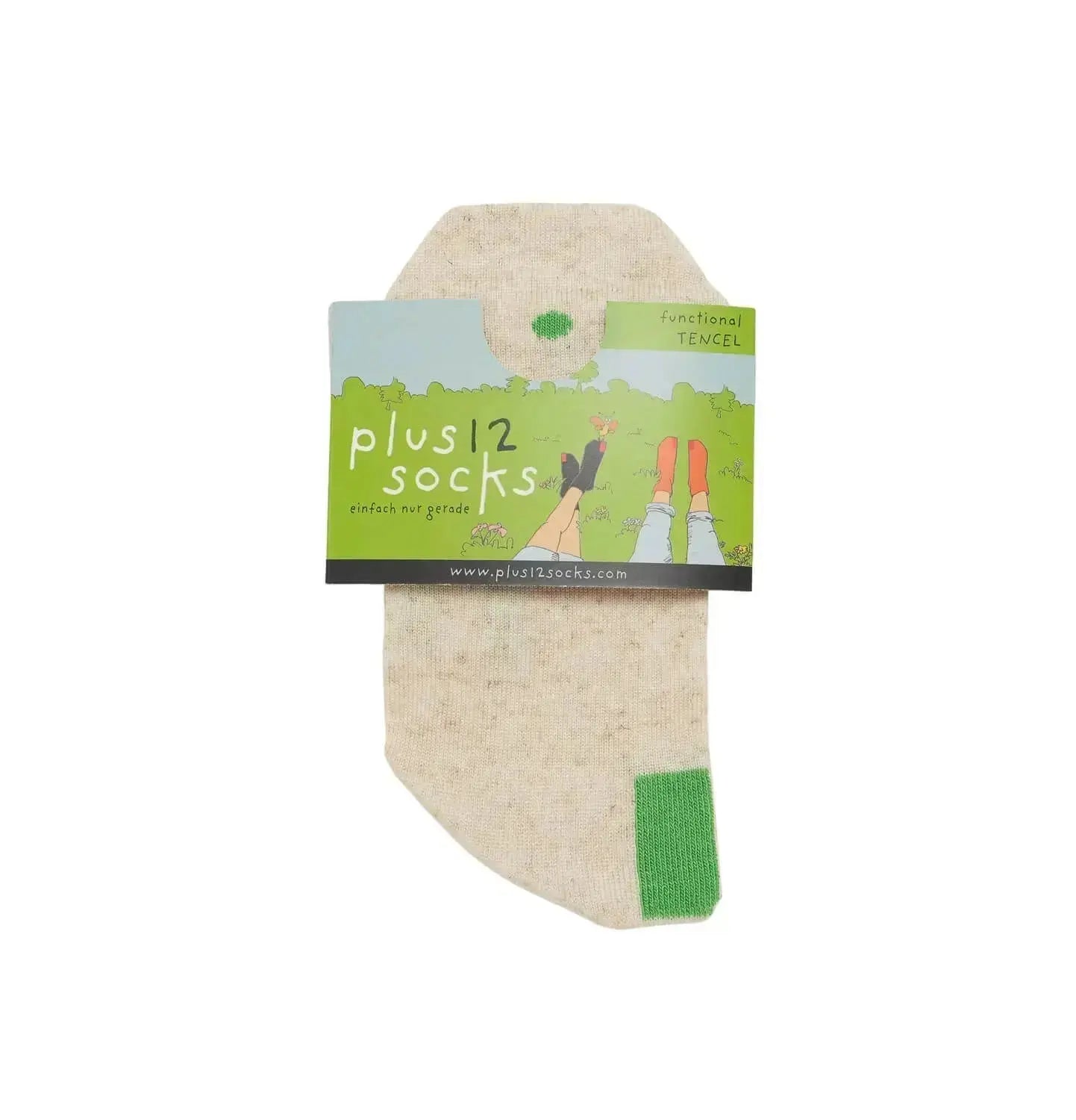 Plus12 - Sneaker Tencel y Lino Natural + Green - Calcetines respetuosos tobilleros