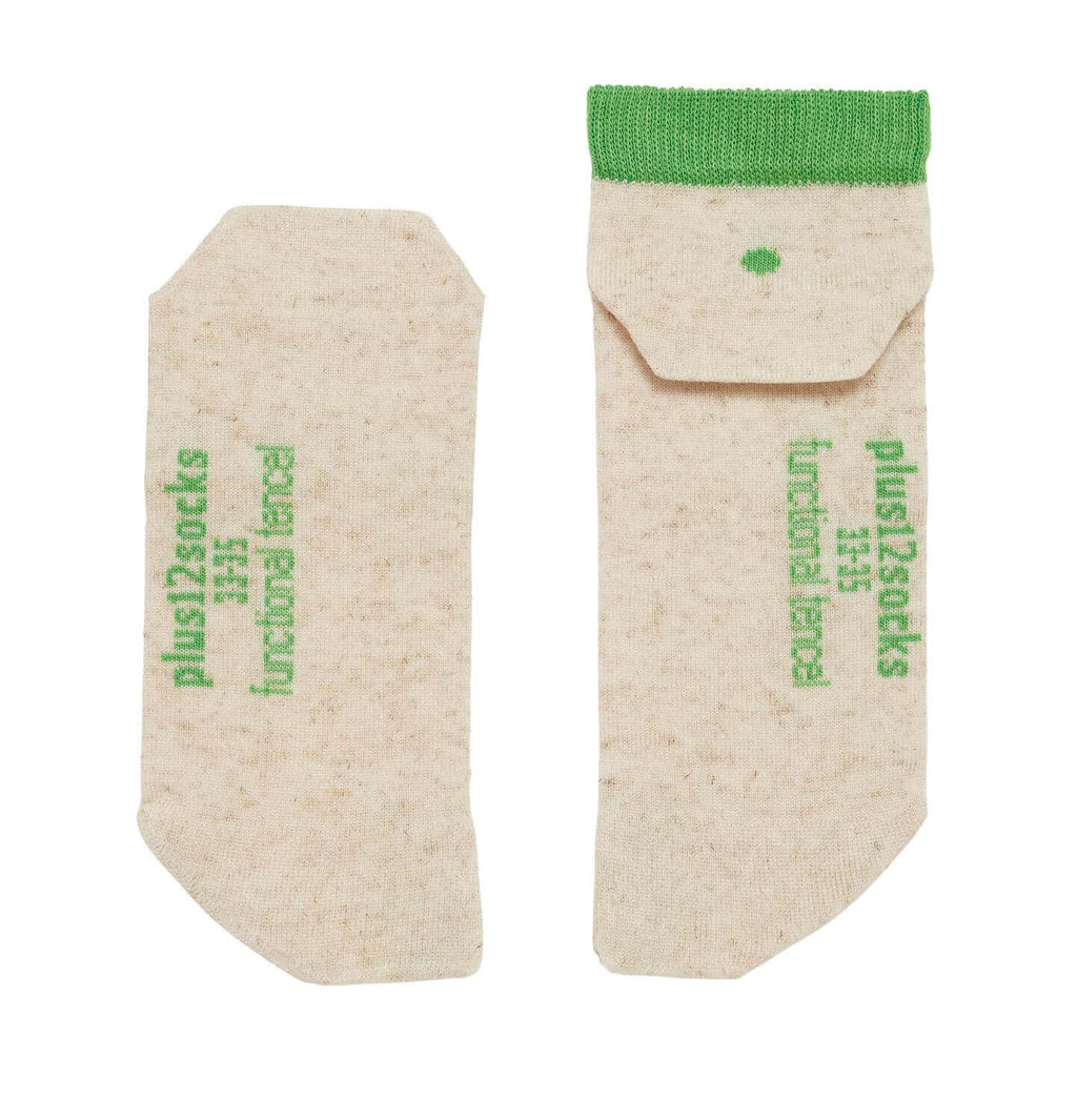 Plus12 - Sneaker Tencel y Lino Natural + Green - Calcetines respetuosos tobilleros