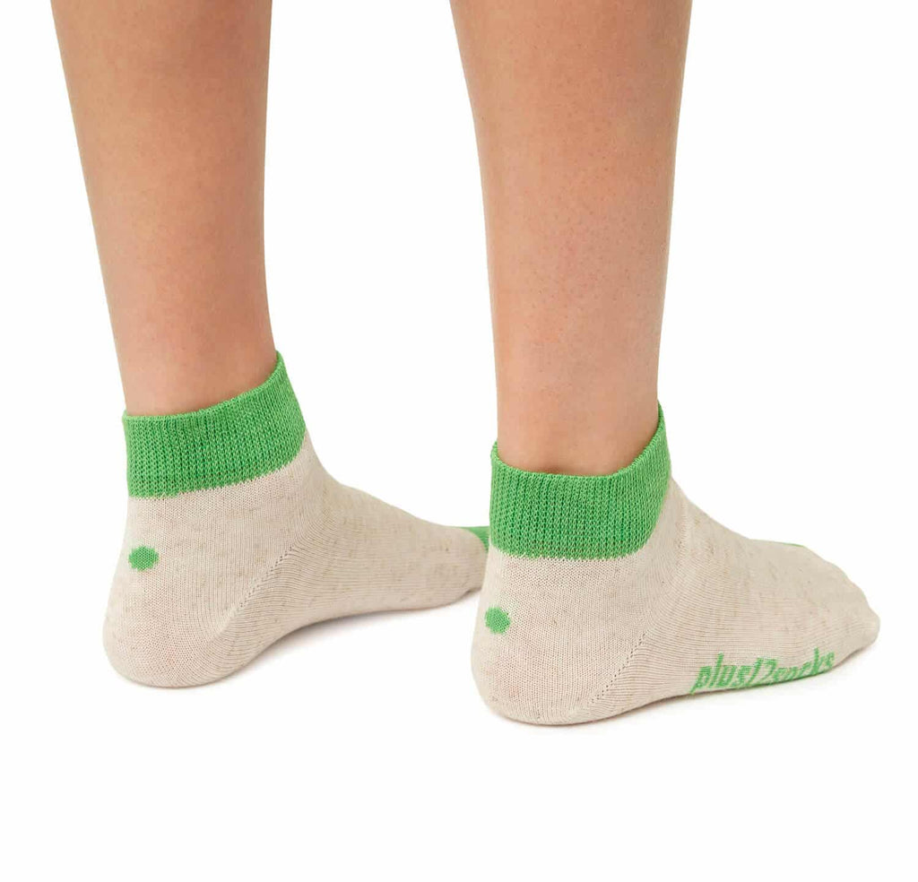 Plus12 - Sneaker Tencel y Lino Natural + Green - Calcetines respetuosos tobilleros