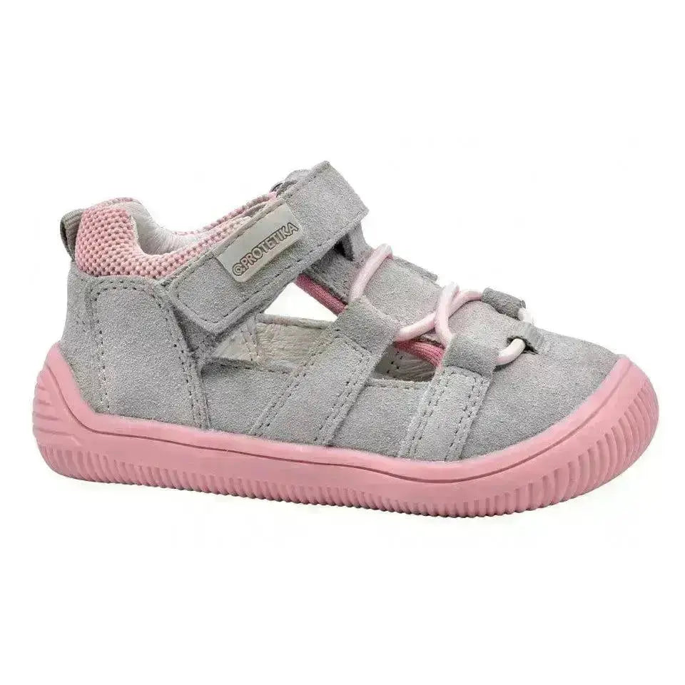 Protetika - Kendy Grey - sandalias barefoot infantiles gris y rosa