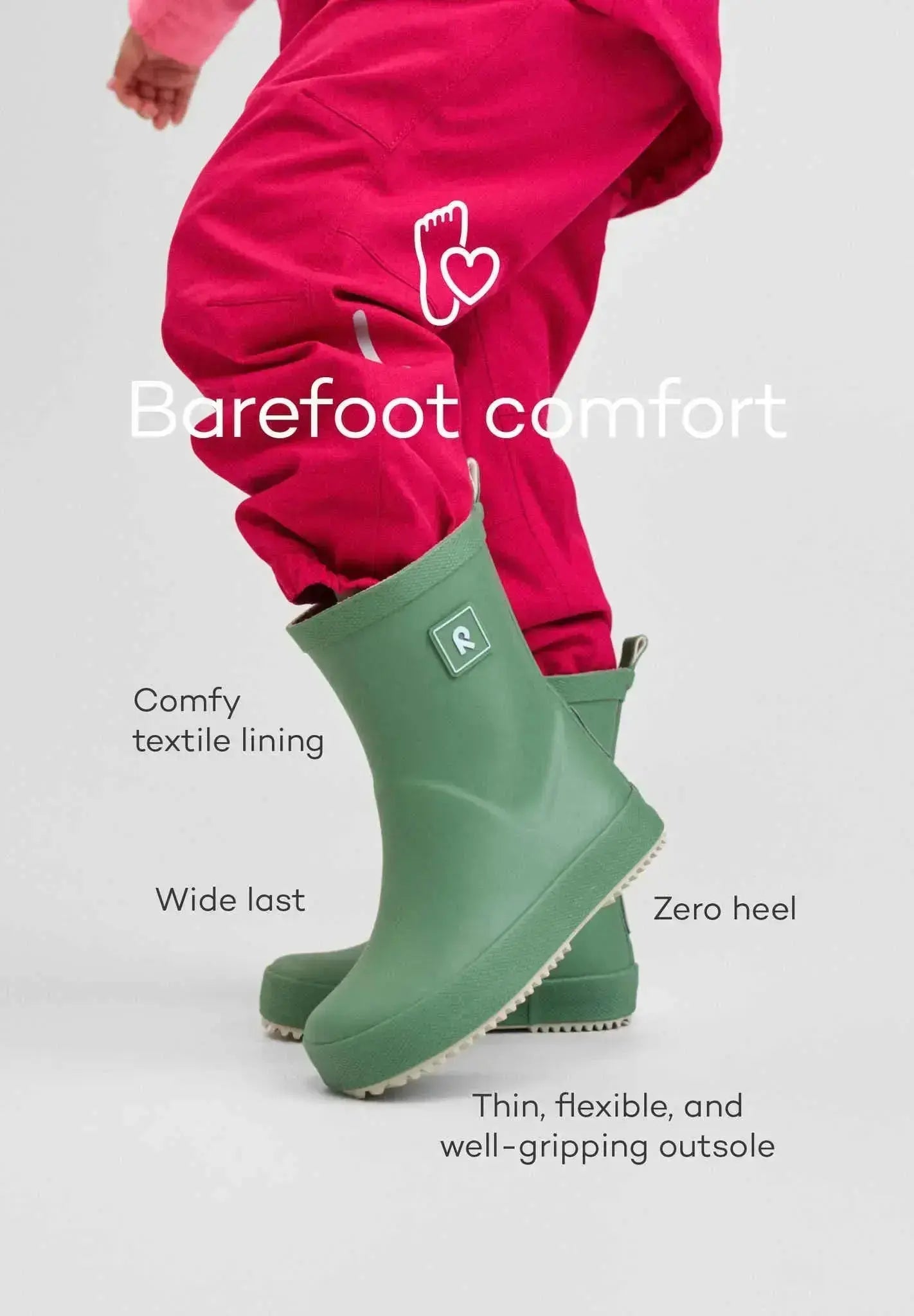 Reima - Ankka Green Clay - Botas de lluvia barefoot infantiles verdes