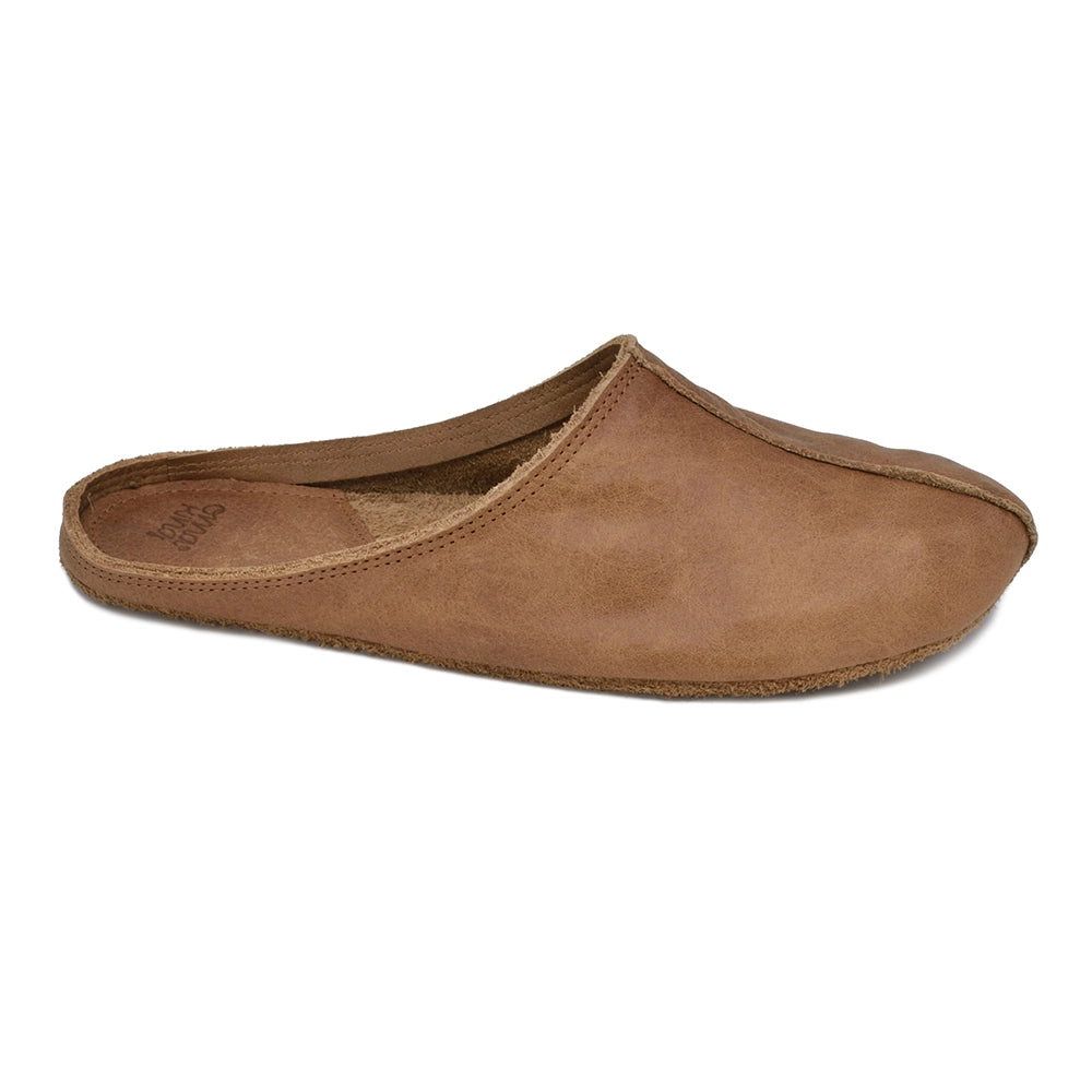 OmaKing Sulbi Brown - Zapatillas de casa barefoot sin talón de cuero reciclado marrones