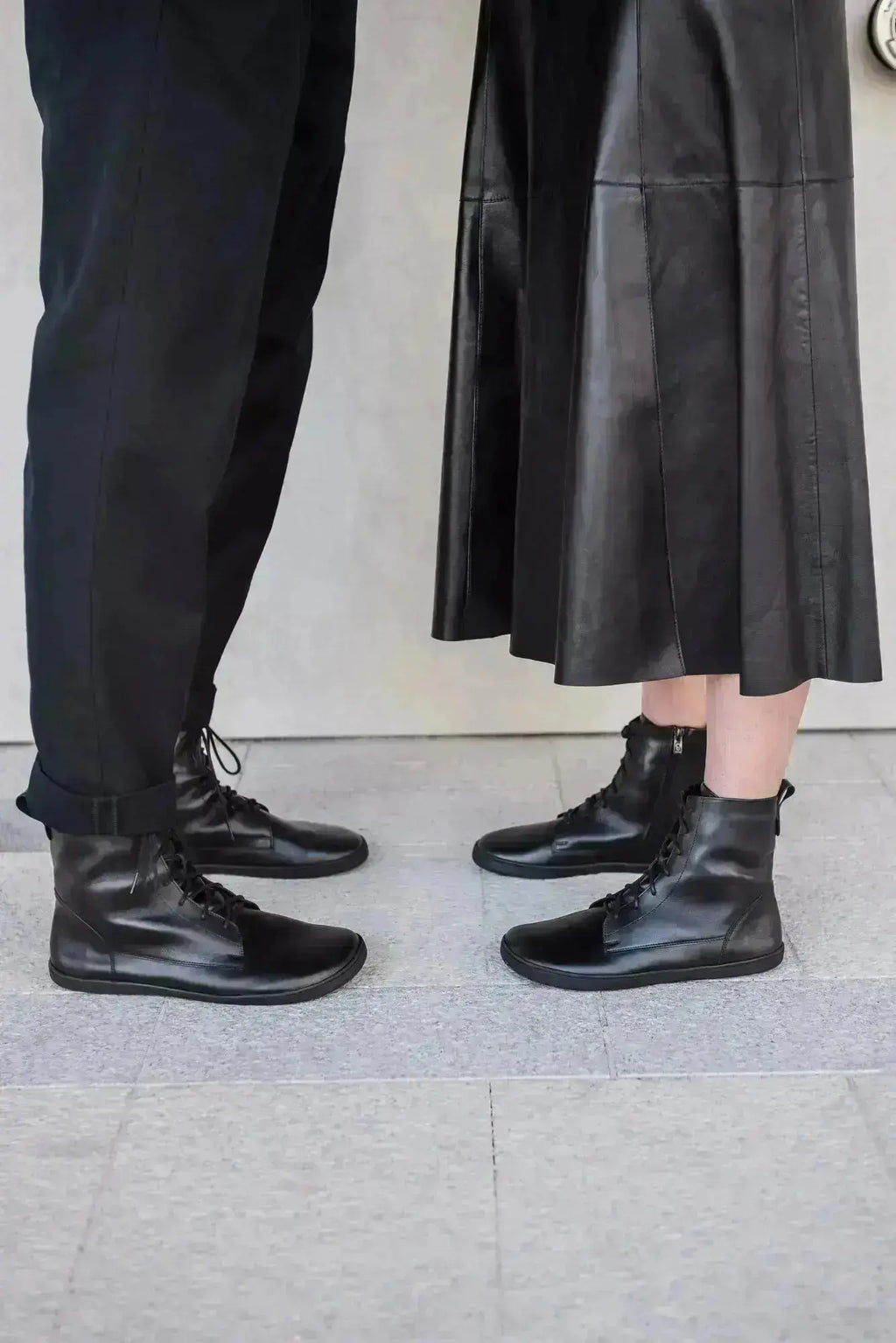 Shapen - Cozy 2.0 Black Smooth Leather - Botas barefoot de invierno
