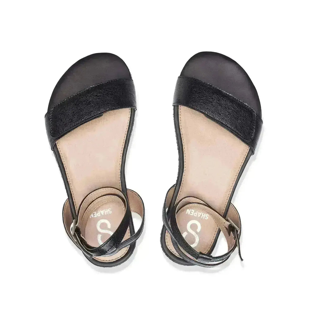 Shapen - Daisy 2.0 Black Crackle - Sandalias barefoot negras para mujer