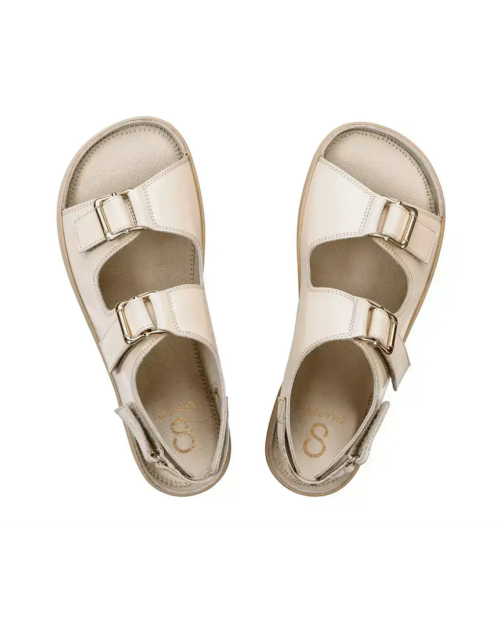 Shapen Dazzle Beige - Sandalias barefoot de hebillas para mujer