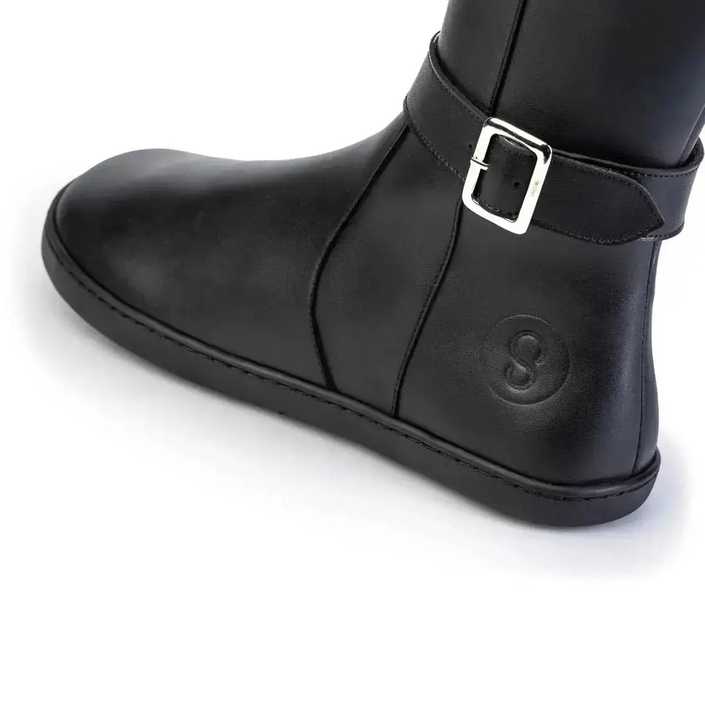 Shapen - Glam Knee Black Leather - Botas altas barefoot