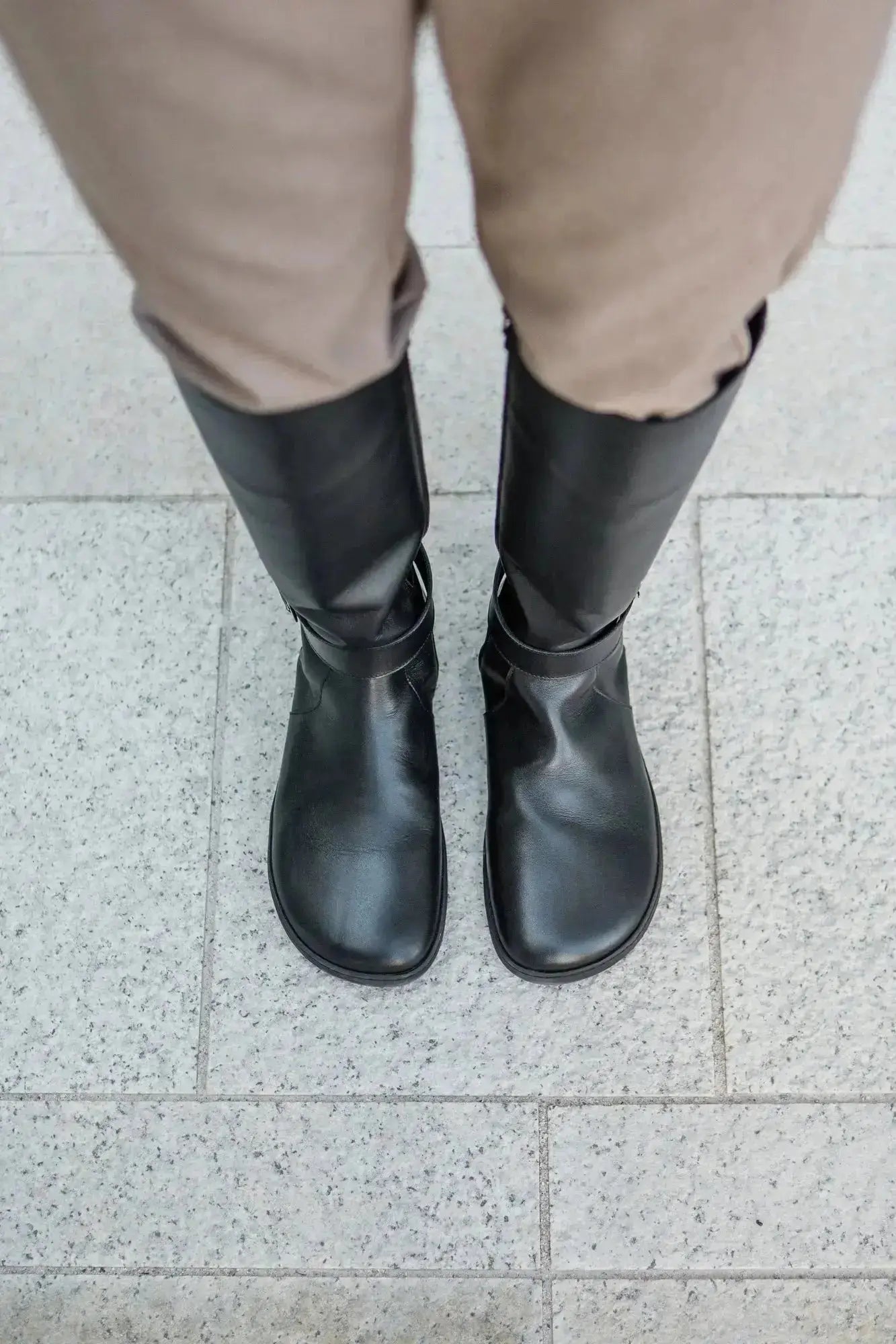 Shapen - Glam Knee Black Leather - Botas altas barefoot