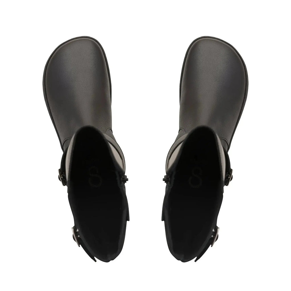 Shapen - Glam Knee Black Leather Vegan - Bottes hautes barefoot