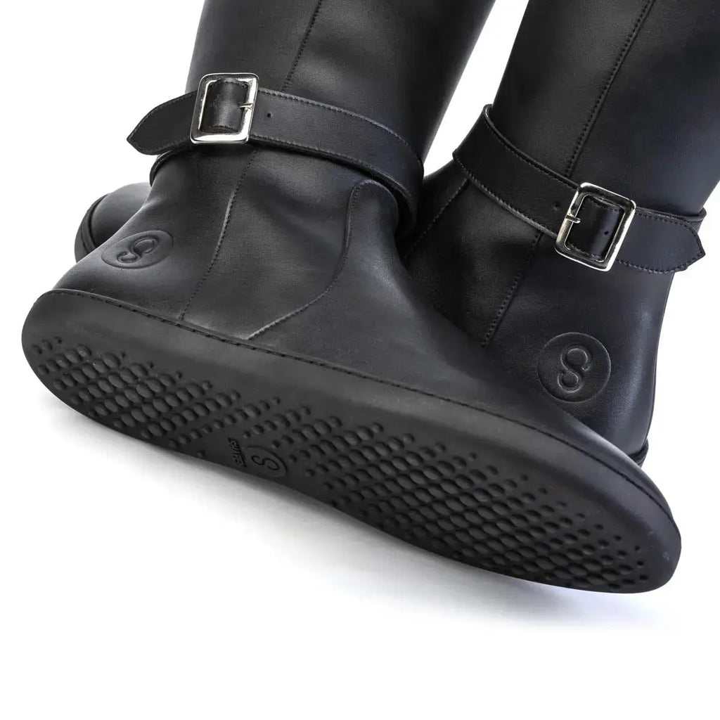 Shapen - Glam Knee Black Leather Vegan - Bottes hautes barefoot